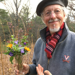 Woman holding a box of fresh cut flowers